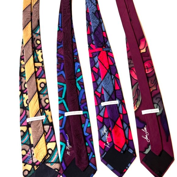 Set of 4 Designer Abstract Silk Ties - Picture 5 of 5